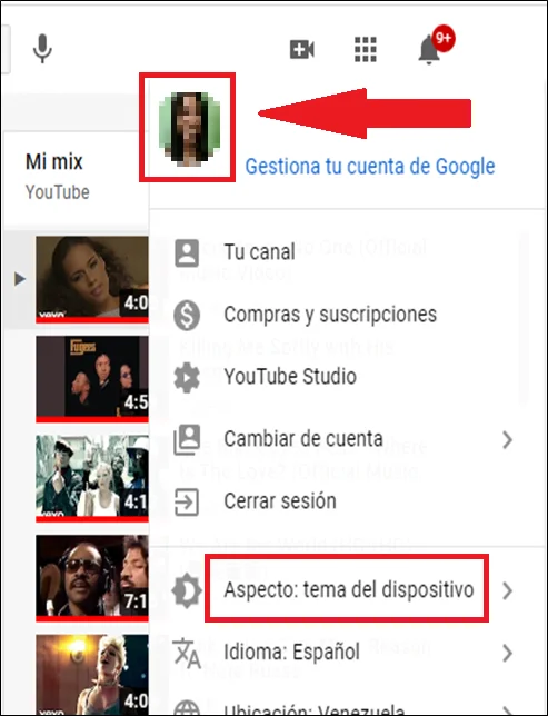 Activar el modo oscuro en YouTube 7 Activar el modo oscuro