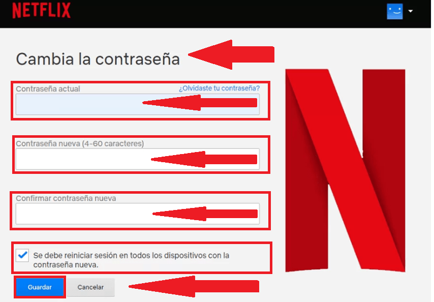 Cambiar la contraseña de Netflix